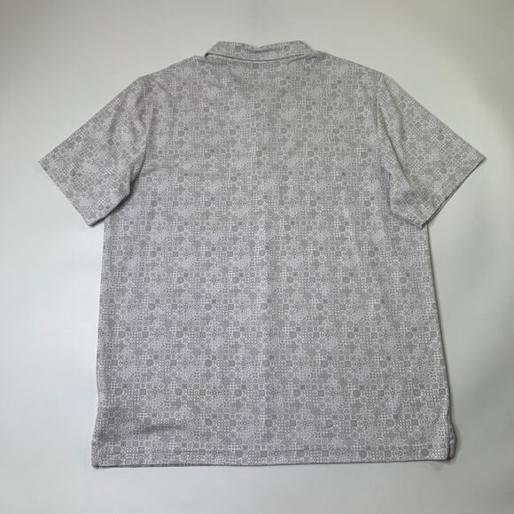 Travis Mathew Polo Shirt Mens 2XL Grey Pima Cotton Blend Geometric Printed Golf - Picture 8 of 10